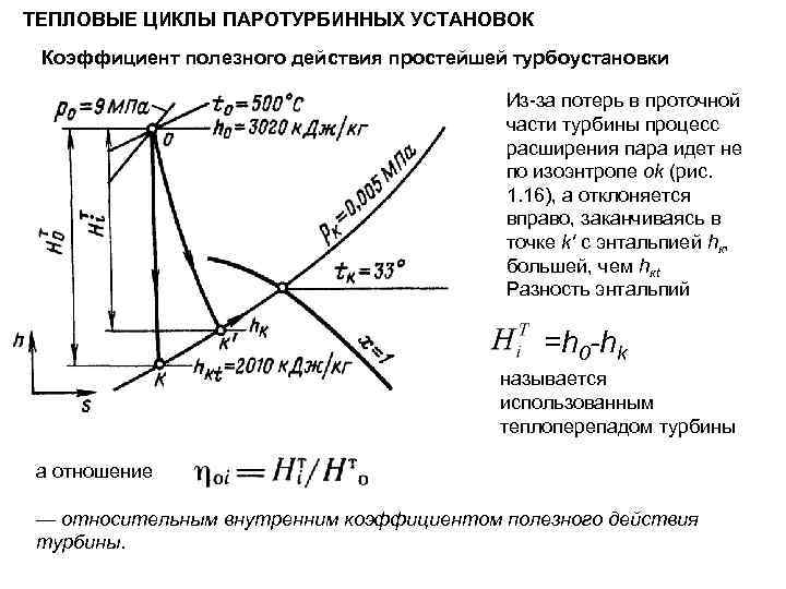 Кпд теплового цикла. Цикл паротурбинной установки. Полученная теплота цикла.