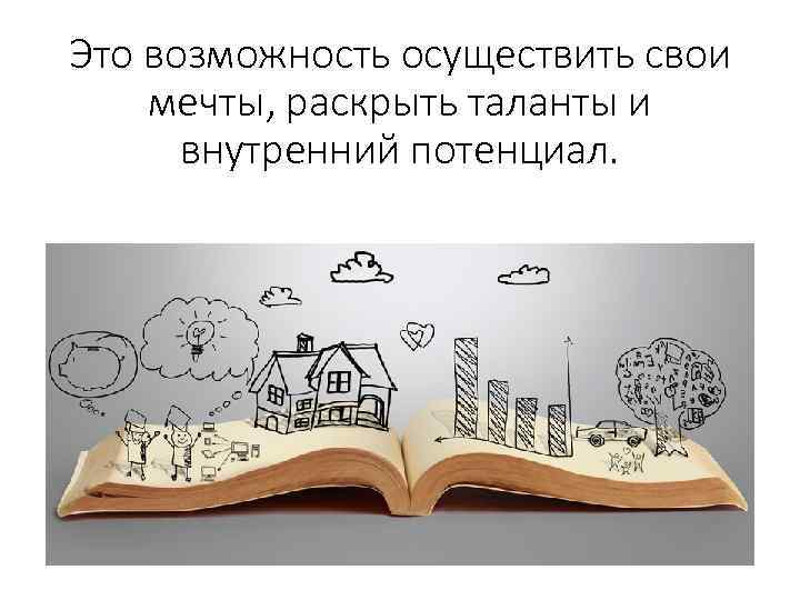 Это возможность осуществить свои мечты, раскрыть таланты и внутренний потенциал. 