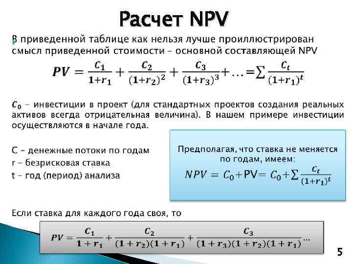  Расчет NPV 5 