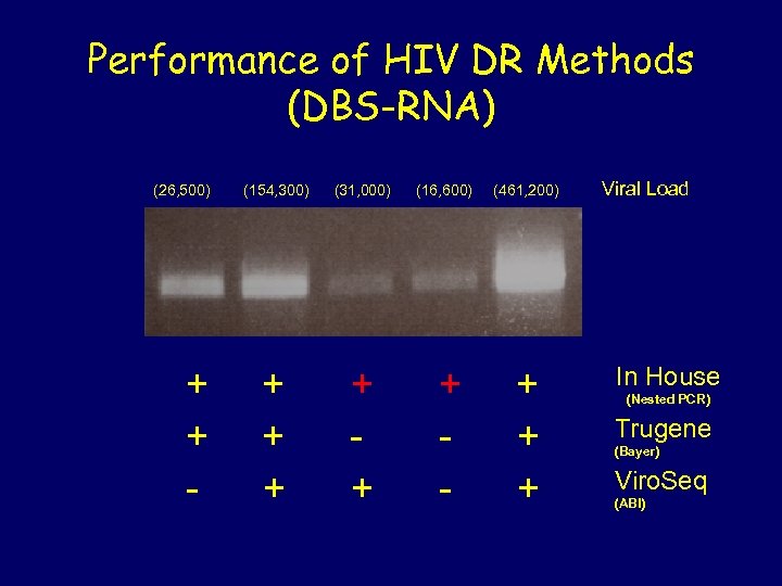 Performance of HIV DR Methods (DBS-RNA) (26, 500) + + - (154, 300) (31,