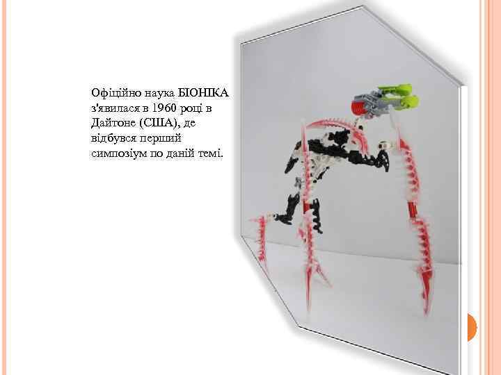 Офіційно наука БІОНІКА з'явилася в 1960 році в Дайтоне (США), де відбувся перший симпозіум