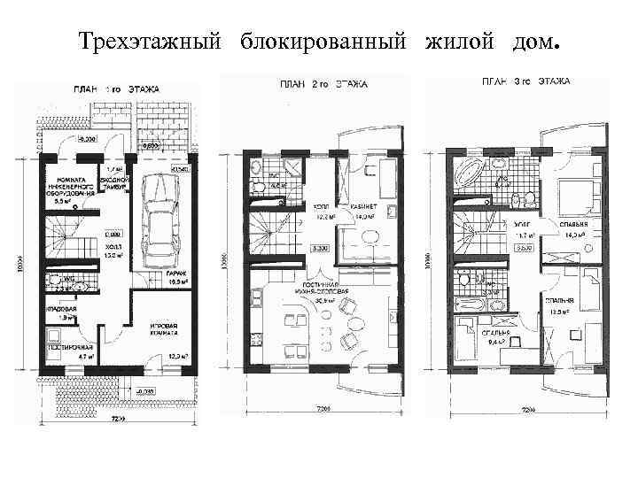 Трехэтажный блокированный жилой дом. 