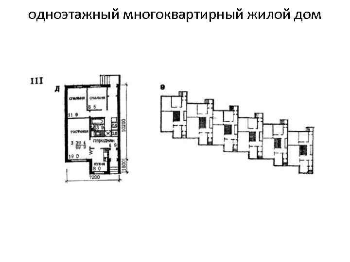 одноэтажный многоквартирный жилой дом 