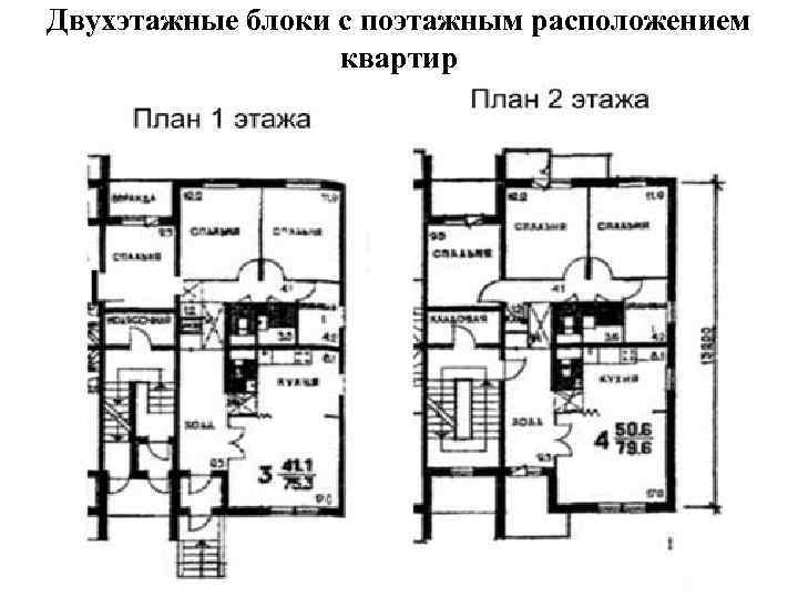 Двухэтажные блоки с поэтажным расположением квартир 