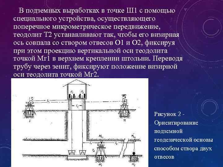  В подземных выработках в точке Ш 1 с помощью специального устройства, осуществляющего поперечное