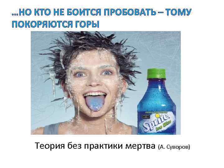 …НО КТО НЕ БОИТСЯ ПРОБОВАТЬ – ТОМУ ПОКОРЯЮТСЯ ГОРЫ Теория без практики мертва (А.