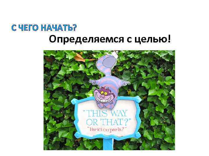 С ЧЕГО НАЧАТЬ? Определяемся с целью! 