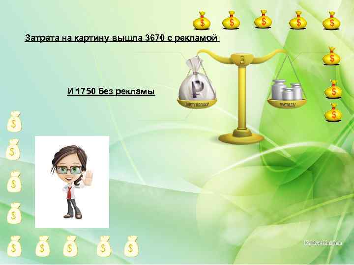 Затрата на картину вышла 3670 с рекламой И 1750 без рекламы 