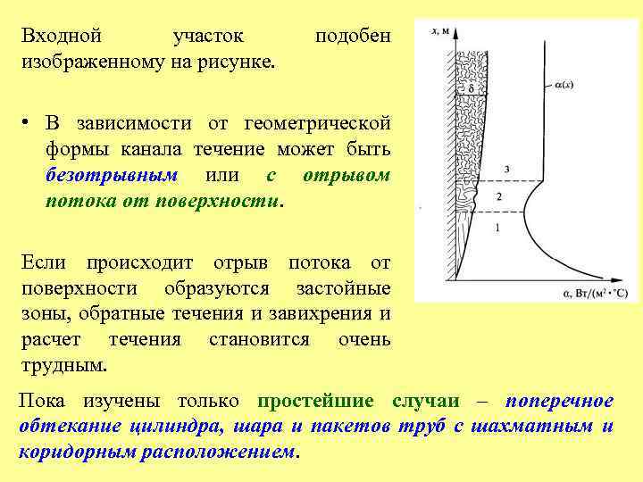 Входной участок изображенному на рисунке. подобен • В зависимости от геометрической формы канала течение