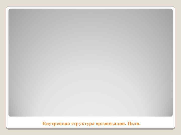 Внутренняя структура организации. Цели. 