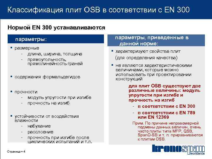 Классификация плит OSB в соответствии с EN 300 Нормой EN 300 устанавливаются параметры: размерные