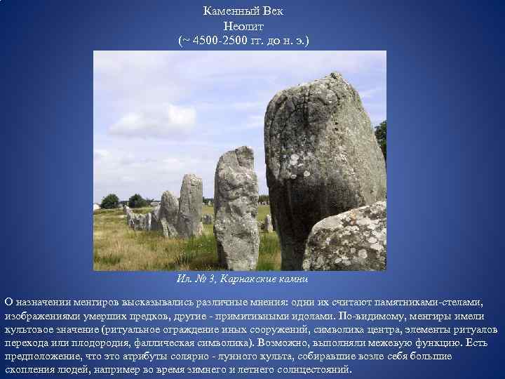 Каменный Век Неолит (~ 4500 -2500 гг. до н. э. ) Ил. № 3,