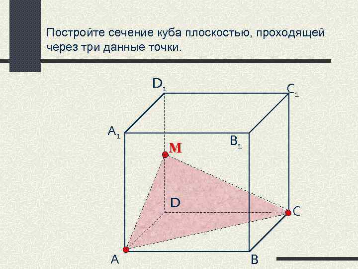 Постройте сечение куба плоскостью, проходящей через три данные точки. D 1 А 1 С