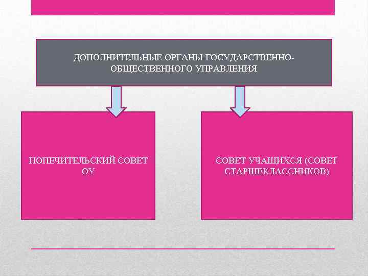 ДОПОЛНИТЕЛЬНЫЕ ОРГАНЫ ГОСУДАРСТВЕННООБЩЕСТВЕННОГО УПРАВЛЕНИЯ ПОПЕЧИТЕЛЬСКИЙ СОВЕТ ОУ СОВЕТ УЧАЩИХСЯ (СОВЕТ СТАРШЕКЛАССНИКОВ) 