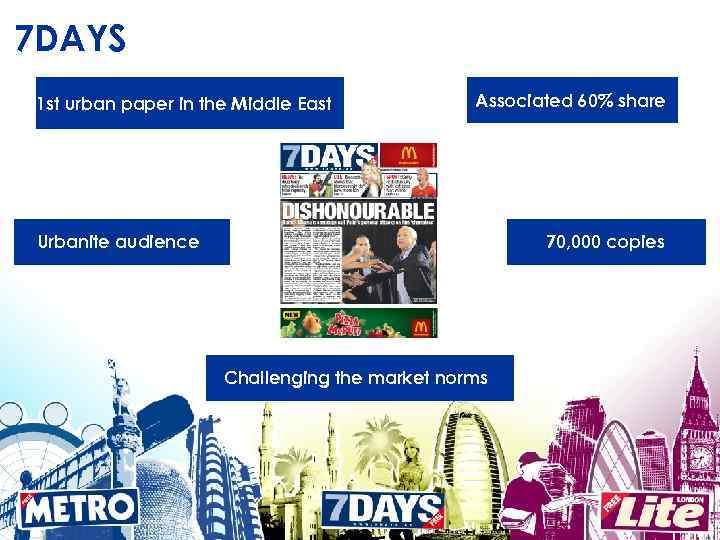 7 DAYS 1 st urban paper in the Middle East Associated 60% share Urbanite