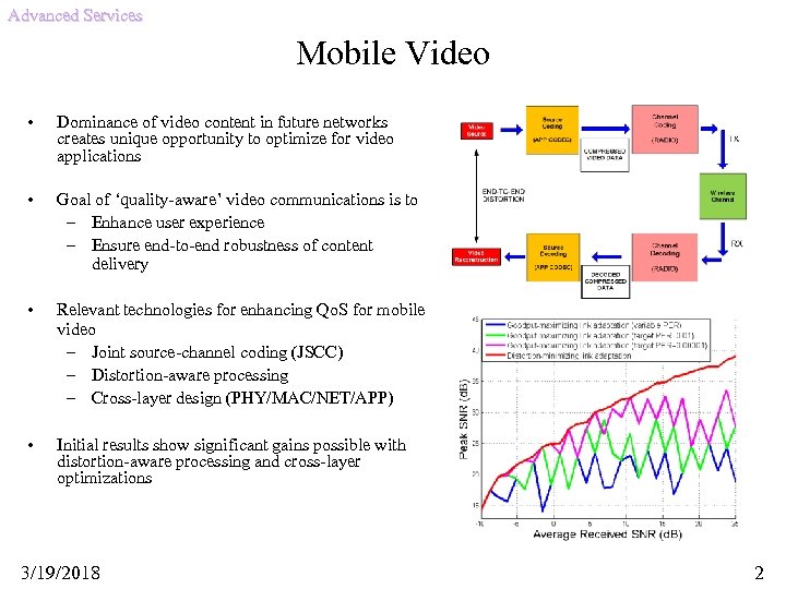 Advanced Services Mobile Video • Dominance of video content in future networks creates unique