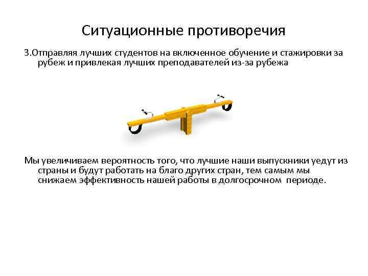 Ситуационные противоречия 3. Отправляя лучших студентов на включенное обучение и стажировки за рубеж и