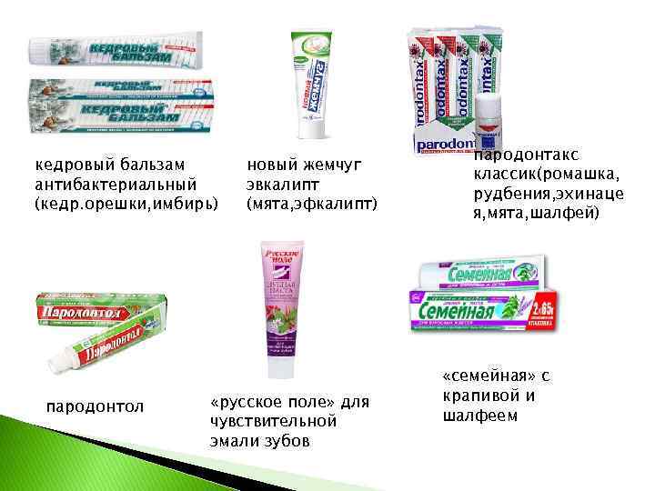 кедровый бальзам антибактериальный (кедр. орешки, имбирь) пародонтол новый жемчуг эвкалипт (мята, эфкалипт) «русское поле»