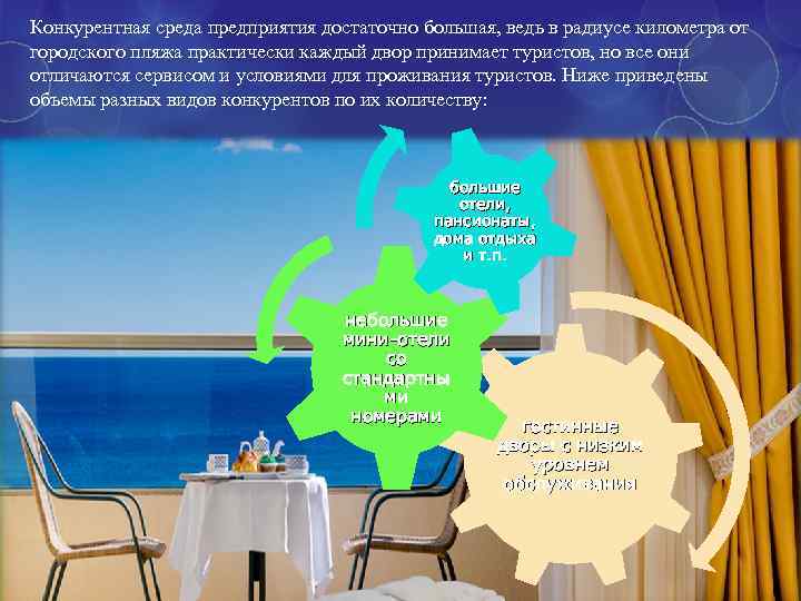 Конкурентная среда предприятия достаточно большая, ведь в радиусе километра от городского пляжа практически каждый