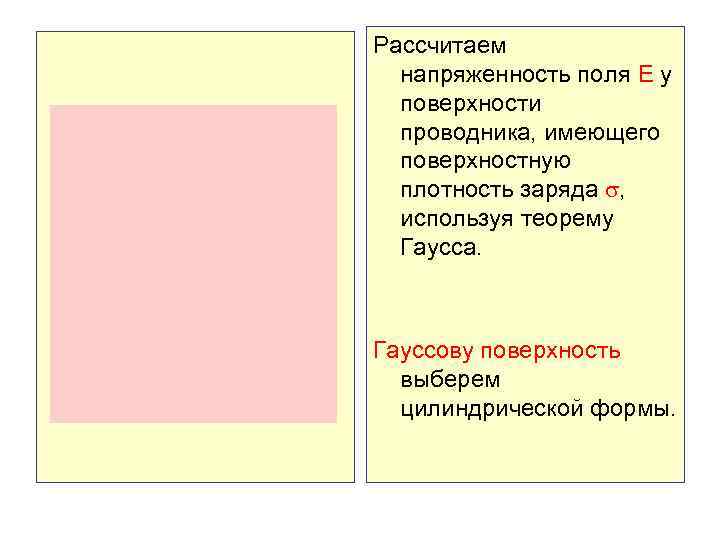 Рассчитаем напряженность поля Е у поверхности проводника, имеющего поверхностную плотность заряда , используя теорему