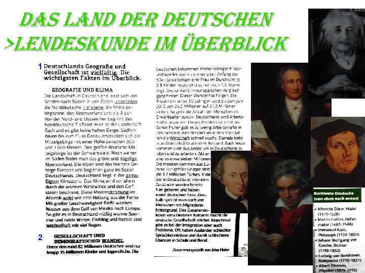 DAS LAND DER DEUTSCHEN >LENDESKUNDE IM ÜBERBLICK 1 2 