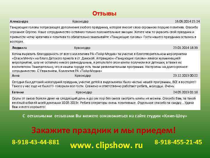 Отзывы Александра Краснодар 16. 06. 2014 15: 24 Танцующие головы потрясающее дополнение любого праздника,