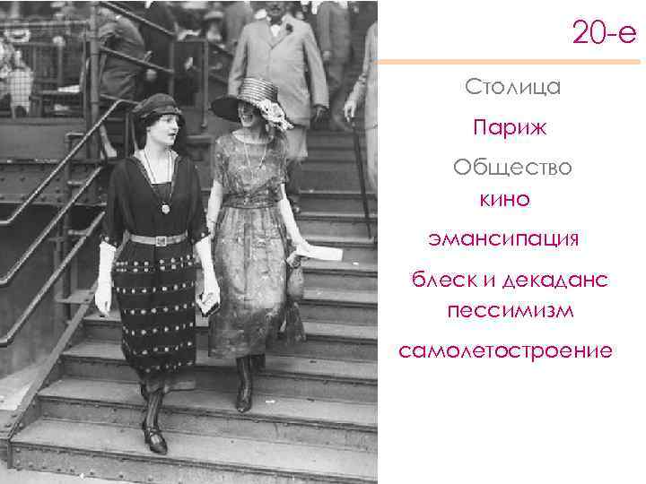 20 -е Столица Париж Общество кино эмансипация блеск и декаданс пессимизм самолетостроение 