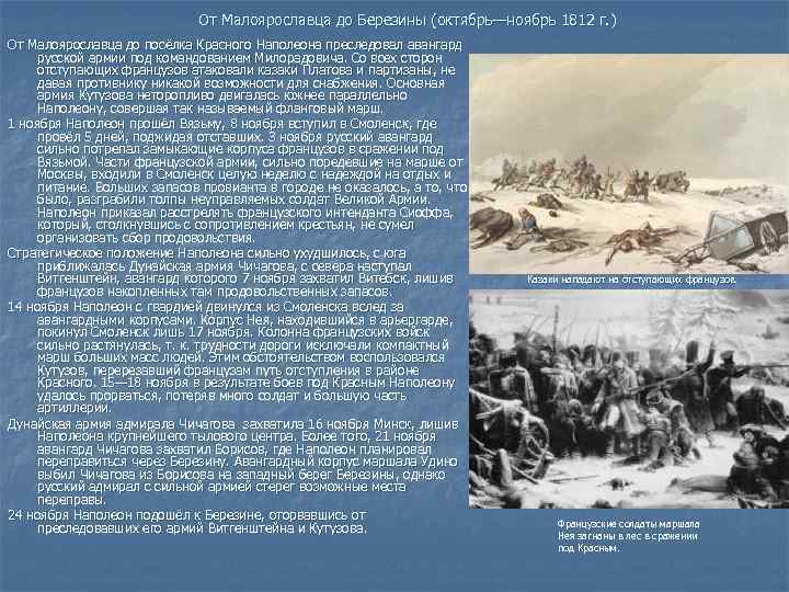 От Малоярославца до Березины (октябрь—ноябрь 1812 г. ) От Малоярославца до посёлка Красного Наполеона