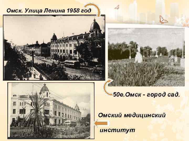 Омск. Улица Ленина 1958 год 50 е. Омск - город сад. Омский медицинский институт