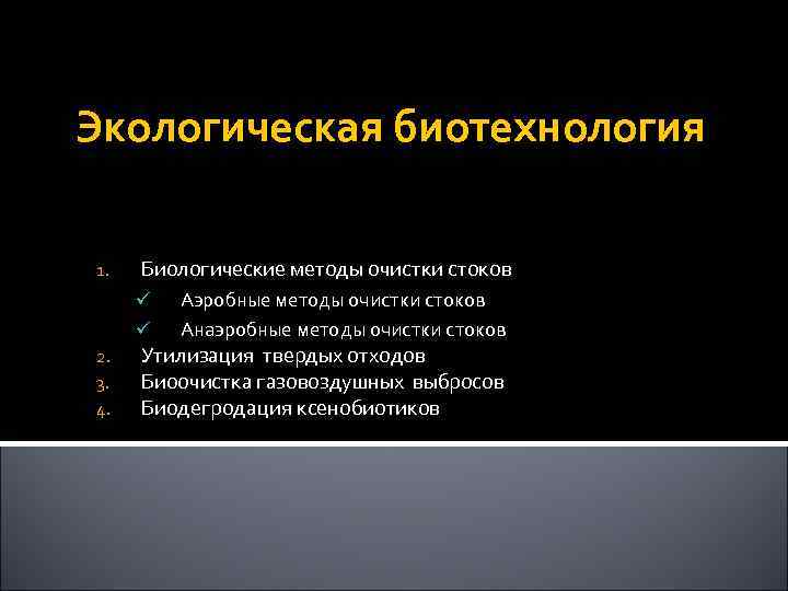 Проблемы биотехнологии в экологическом плане