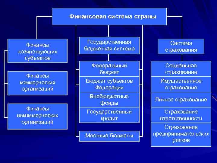 Финансовая система страны Финансовые системы страны Финансы хозяйствующих субъектов Финансы коммерческих организаций Финансы некоммерческих