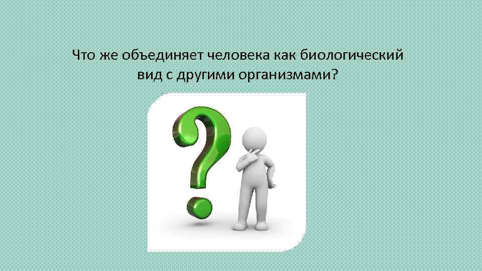 Что же объединяет человека как биологический вид с другими организмами? 