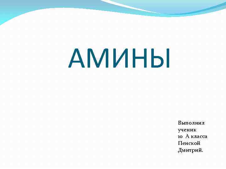 АМИНЫ Выполнил ученик 10 А класса Пенской Дмитрий. 