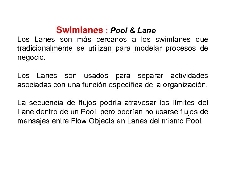 Swimlanes : Pool & Lane Los Lanes son más cercanos a los swimlanes que