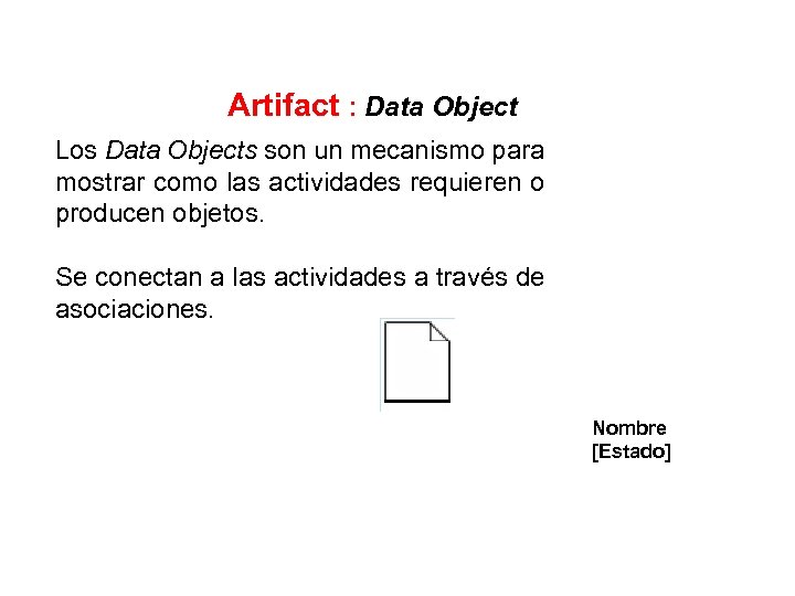 Artifact : Data Object Los Data Objects son un mecanismo para mostrar como las