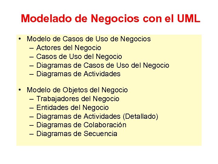 Modelado de Negocios con el UML • Modelo de Casos de Uso de Negocios