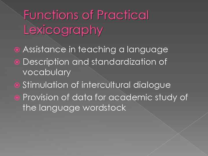 Introduction To English Lexicography Lexicography A Branch