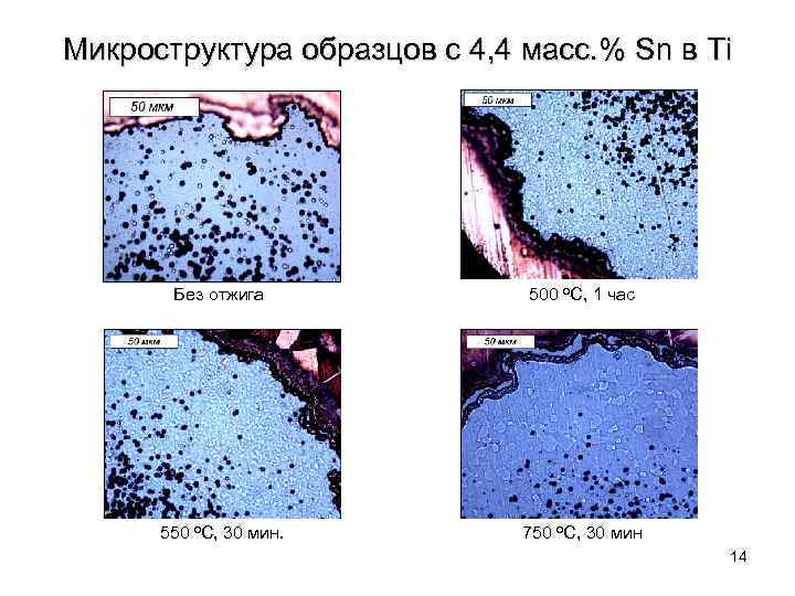 Микроструктура образцов с 4, 4 масс. % Sn в Ti Без отжига 500 о.