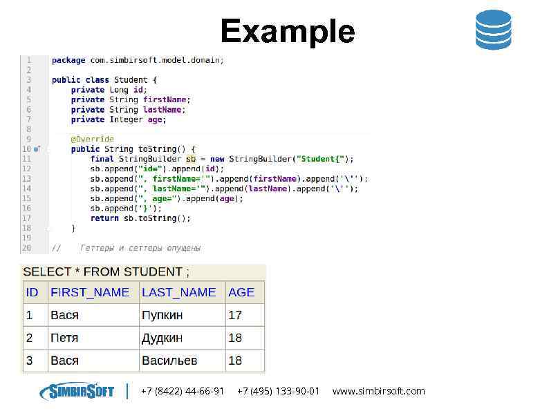 Example +7 (8422) 44 -66 -91 +7 (495) 133 -90 -01 www. simbirsoft. com