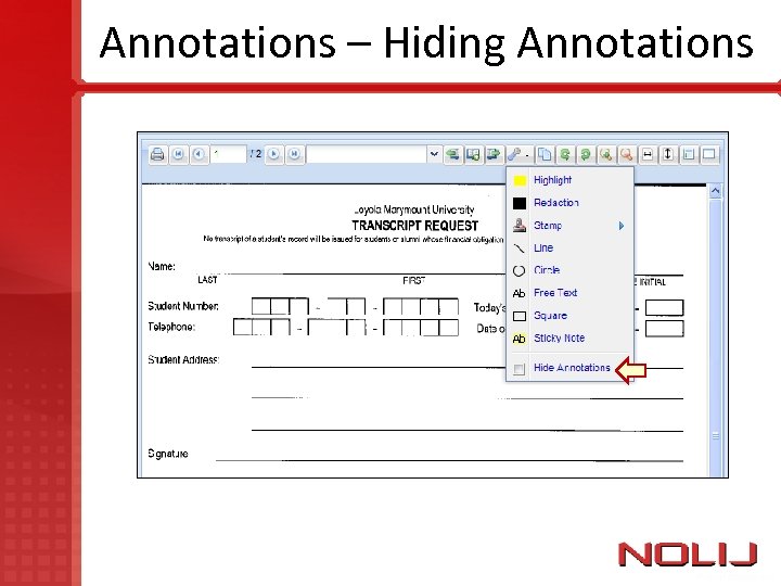Annotations – Hiding Annotations 