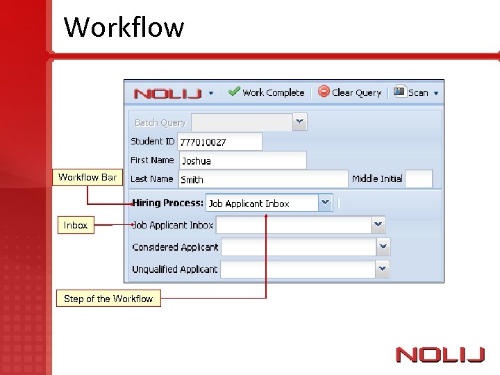 Workflow Bar Inbox Step of the Workflow 