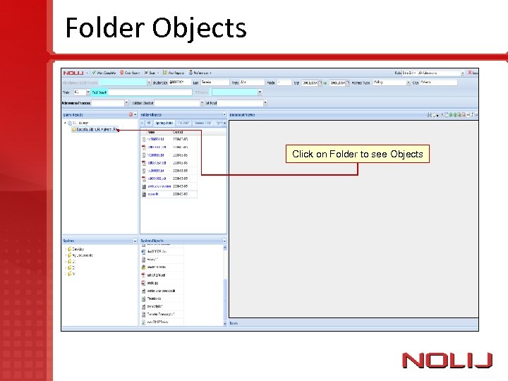 Folder Objects Click on Folder to see Objects 