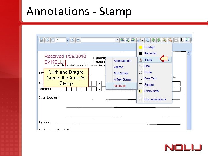 Annotations - Stamp Click and Drag to Create the Area for Stamp 
