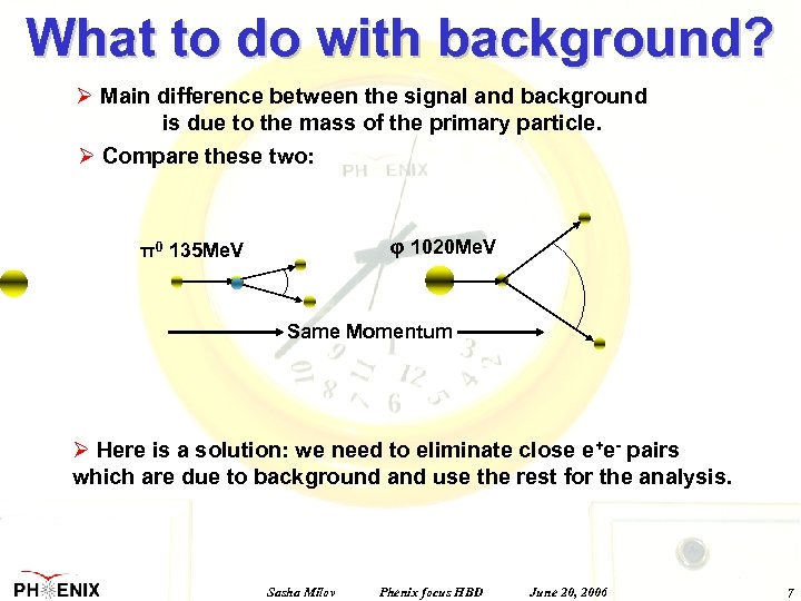 What to do with background? Ø Main difference between the signal and background is