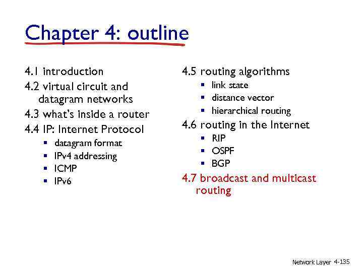 Chapter 4: outline 4. 1 introduction 4. 2 virtual circuit and datagram networks 4.