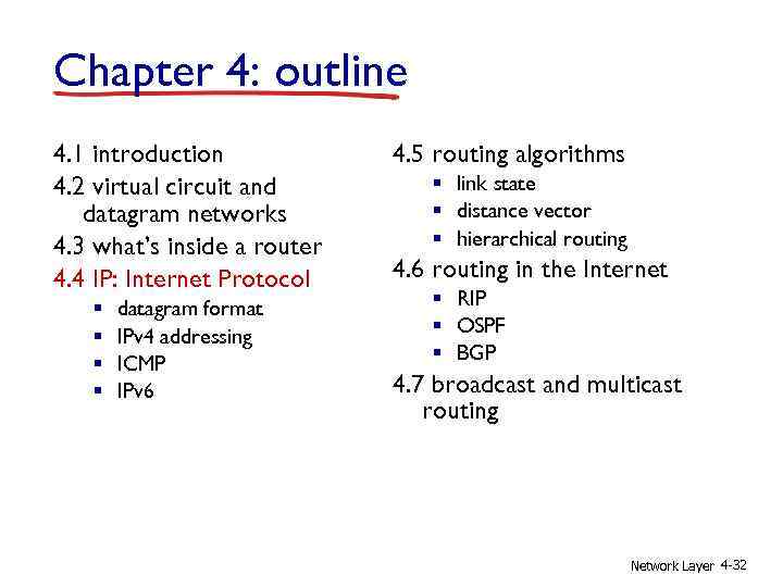 Chapter 4: outline 4. 1 introduction 4. 2 virtual circuit and datagram networks 4.
