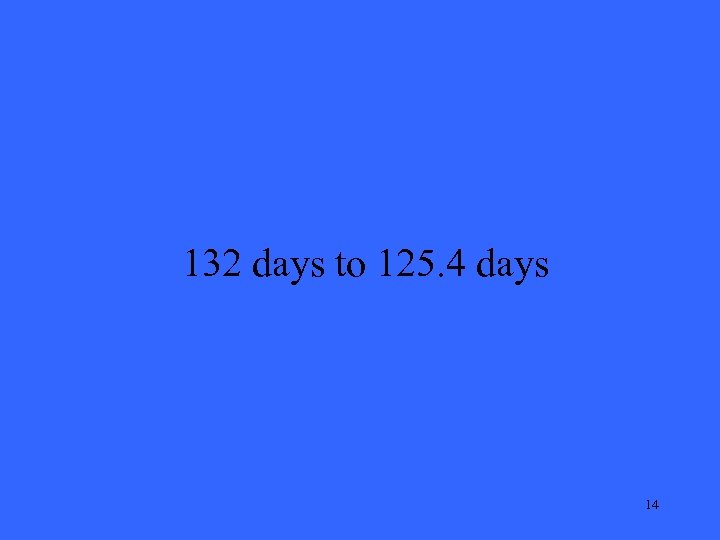 132 days to 125. 4 days 14 