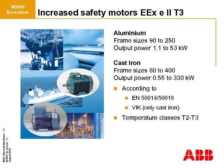 M 3000 Ex-motors Increased safety motors EEx e II T 3 Aluminium Frame sizes