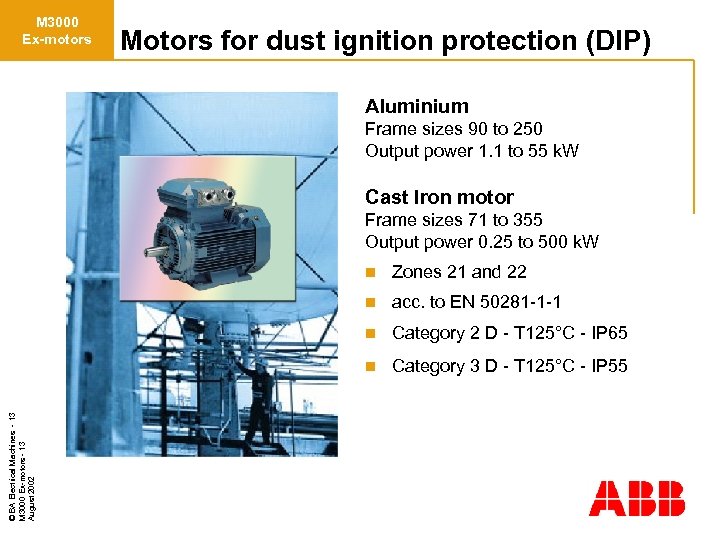 M 3000 Ex-motors Motors for dust ignition protection (DIP) Aluminium Frame sizes 90 to