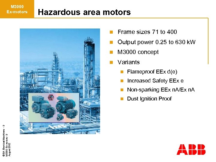 M 3000 Ex-motors Hazardous area motors n Frame sizes 71 to 400 n Output